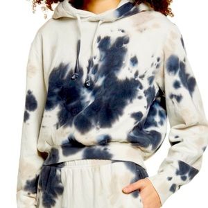 AFRM Cropped Blush and Noir Tie Dye Hooded sweatshirt. So cute. NWT-plus sizes